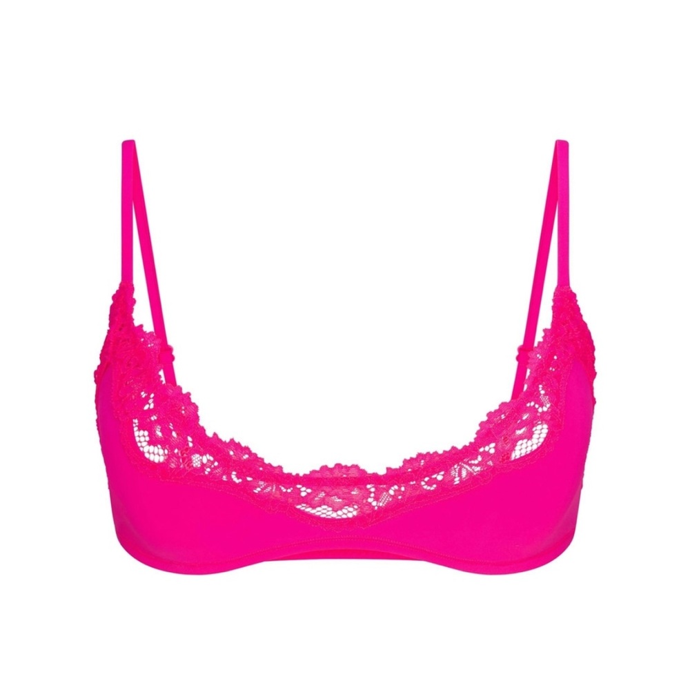 SKIMS XL Neon Pink Lace Bralette NWOT